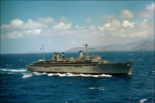 24"x36" Gallery Poster, The U.S. Navy repair ship USS Hector (AR-7) underway. 1985