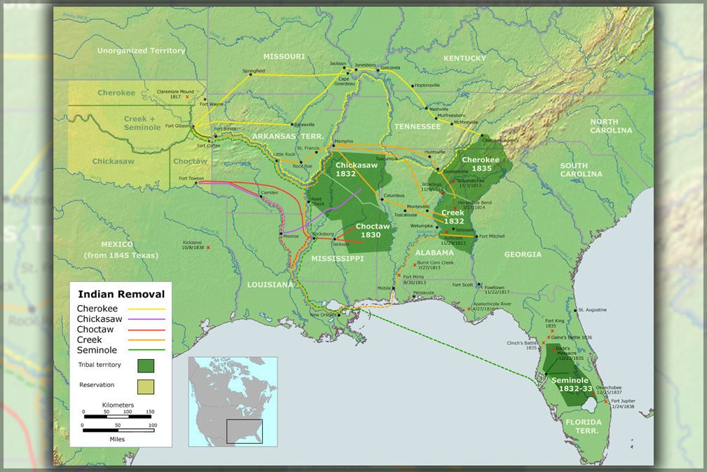 24"x36" Gallery Poster, Trails of Tears map