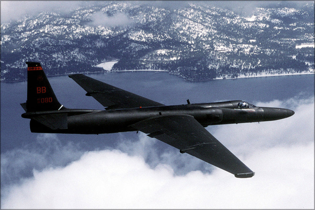 24"x36" Gallery Poster, U-2 spy plane dragon lady reconnaissance aircraft in flight