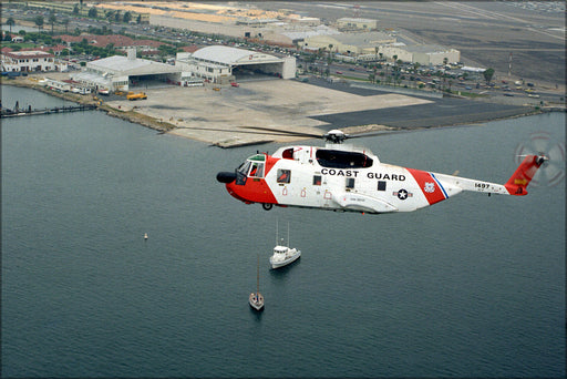 24"x36" Gallery Poster, U.S. Coast Guard Sikorsky HH-3F Pelican helicopter 1981 h-3