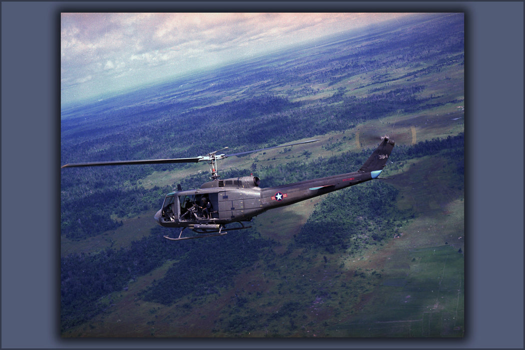 24"x36" Gallery Poster, UH-1H UH-1 Huey Helicopter in flight, August 1971