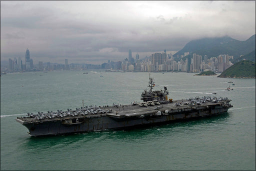 24"x36" Gallery Poster, USS Kitty Hawk (CV-63) Hong Kong Victoria Harbor 2008