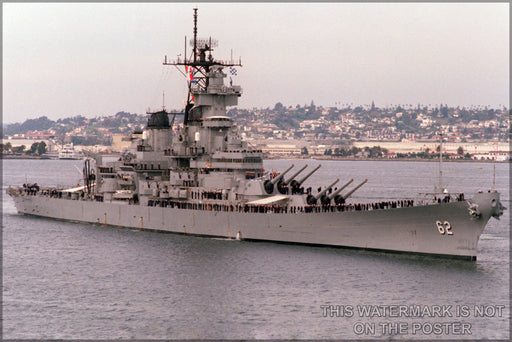 24"x36" Gallery Poster, USS New Jersey (BB-62), (Big J or Black Dragon)