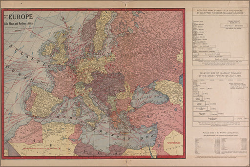 24"x36" Gallery Poster, WWI map of europe & force size 1917