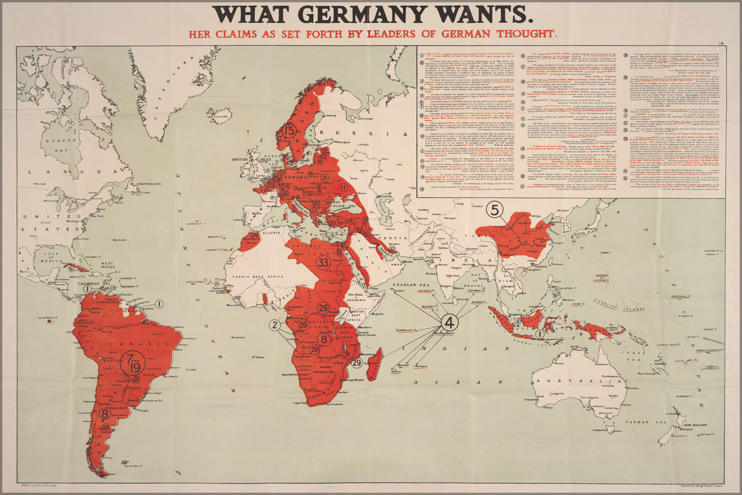 24"x36" Gallery Poster, What Germany Wants map wwi world war one 1917
