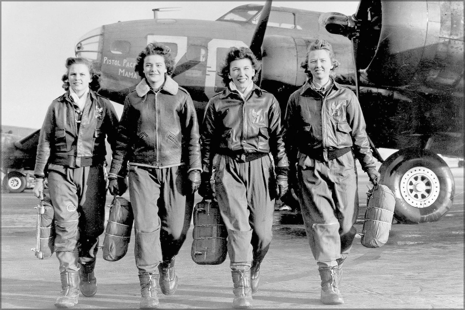 24"x36" Gallery Poster, Women Airforce Service Pilots (WASPS) B-17 Flying Fortresses