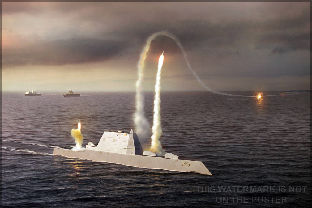 24"x36" Gallery Poster, Zumwalt class destroyer (DDG-1000)