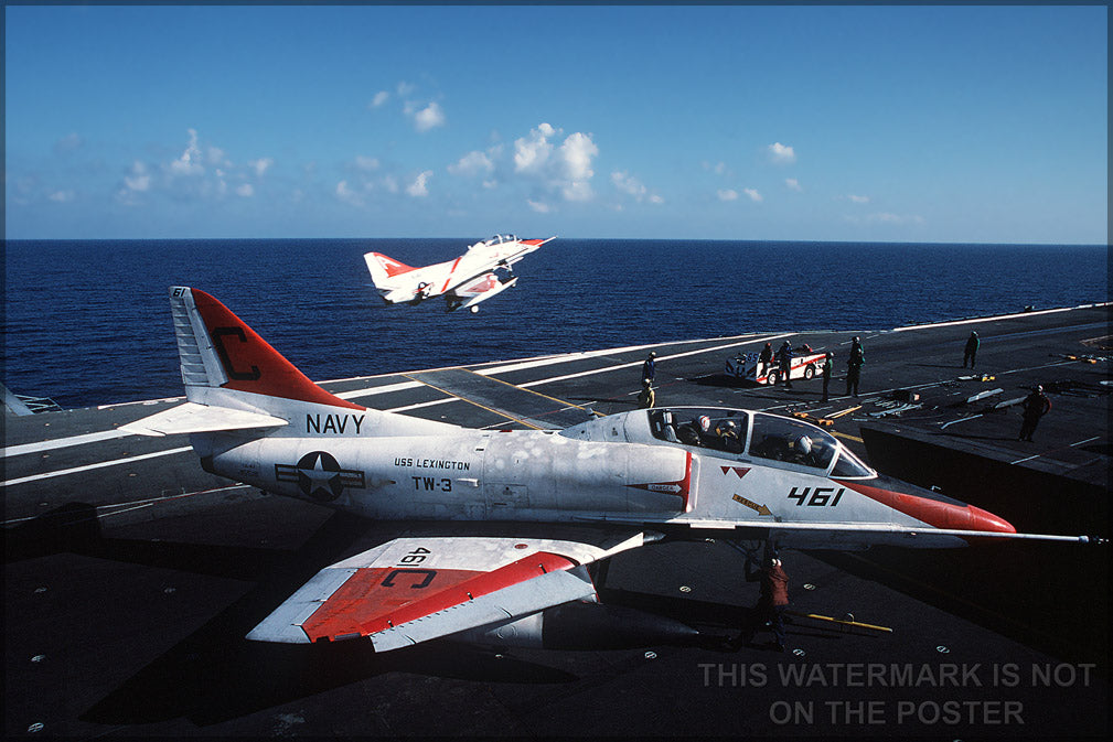 24"x36" Gallery Poster, a-4 Skyhawk  uss lexington avt-16 TA-4J