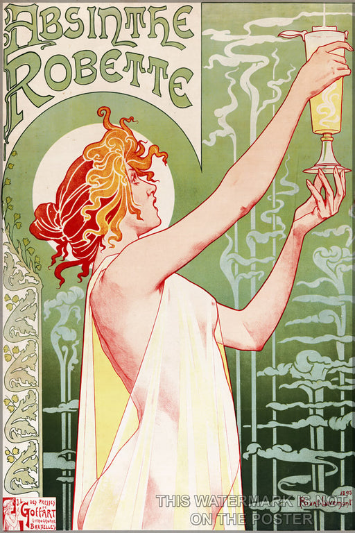 24"x36" Gallery Poster, absinthe robette Henri Privat-Livemont's 1896 poster absinthe robette