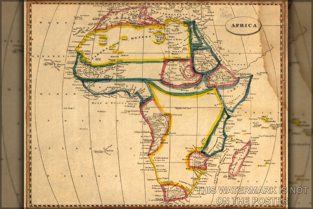 24"x36" Gallery Poster, africa map 1812