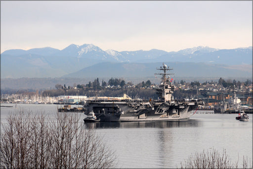 24"x36" Gallery Poster, aircraft carrier USS Abraham Lincoln (CVN 72) Everett Washington