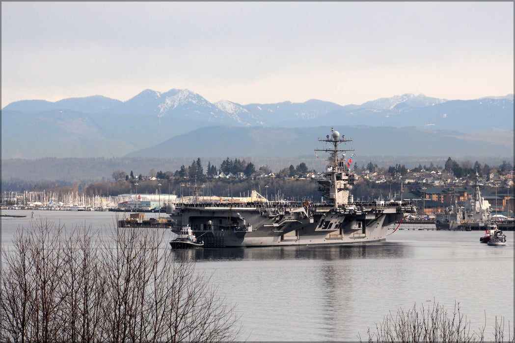 24"x36" Gallery Poster, aircraft carrier USS Abraham Lincoln (CVN 72) Everett Washington