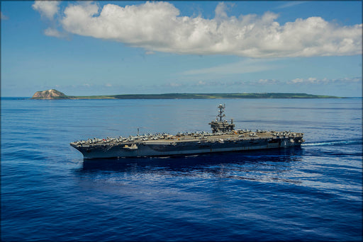24"x36" Gallery Poster, aircraft carrier USS George Washington (CVN-73) near Iwo Jima