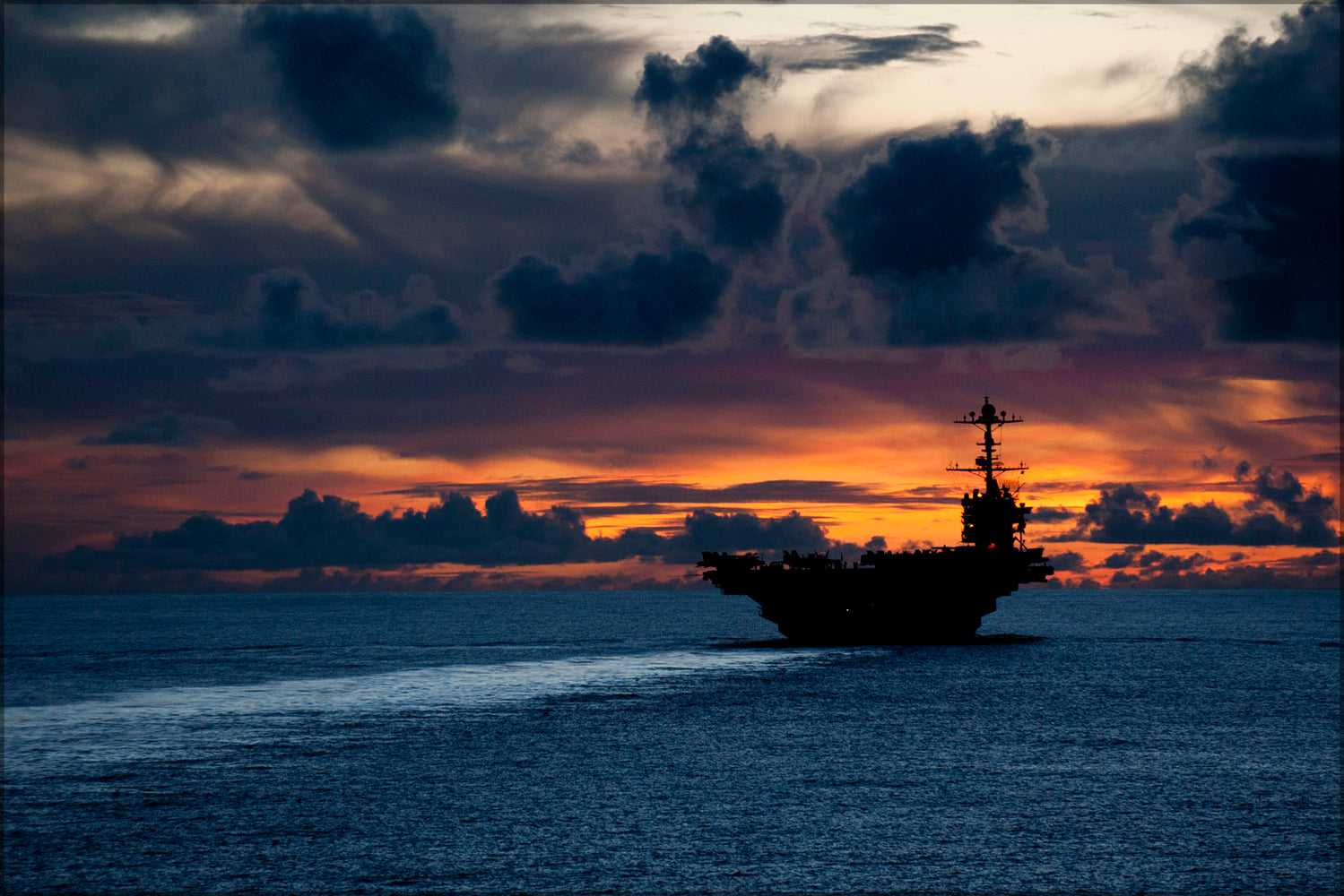 24"x36" Gallery Poster, aircraft carrier USS George Washington (CVN 73) Guam at sunset