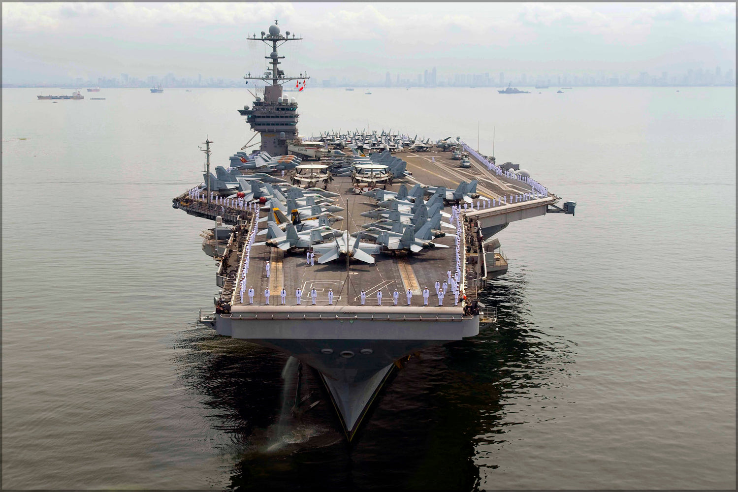 24"x36" Gallery Poster, aircraft carrier USS George Washington (CVN 73) raises anchors
