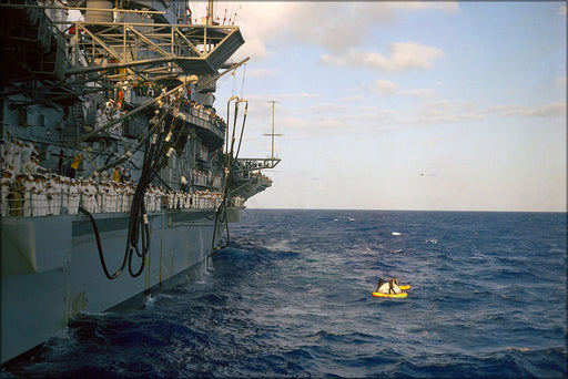 24"x36" Gallery Poster, aircraft carrier USS Intrepid (CVS-11) Gemini 3, March 23, 1965