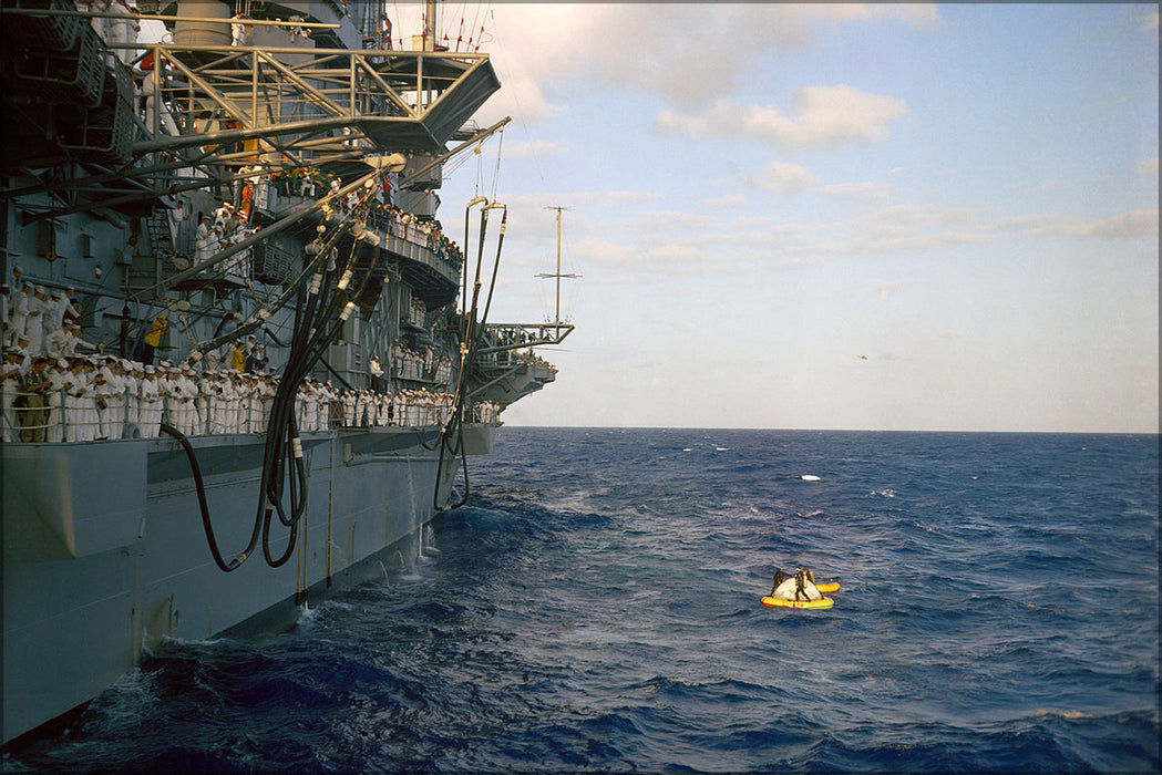 24"x36" Gallery Poster, aircraft carrier USS Intrepid (CVS-11) Gemini 3, March 23, 1965