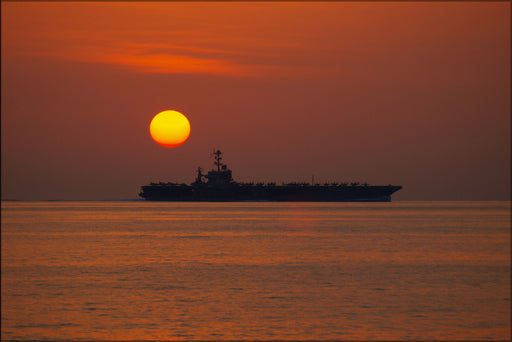 24"x36" Gallery Poster, aircraft carrier USS John C. Stennis (CVN 74) Arabian Sea sunset
