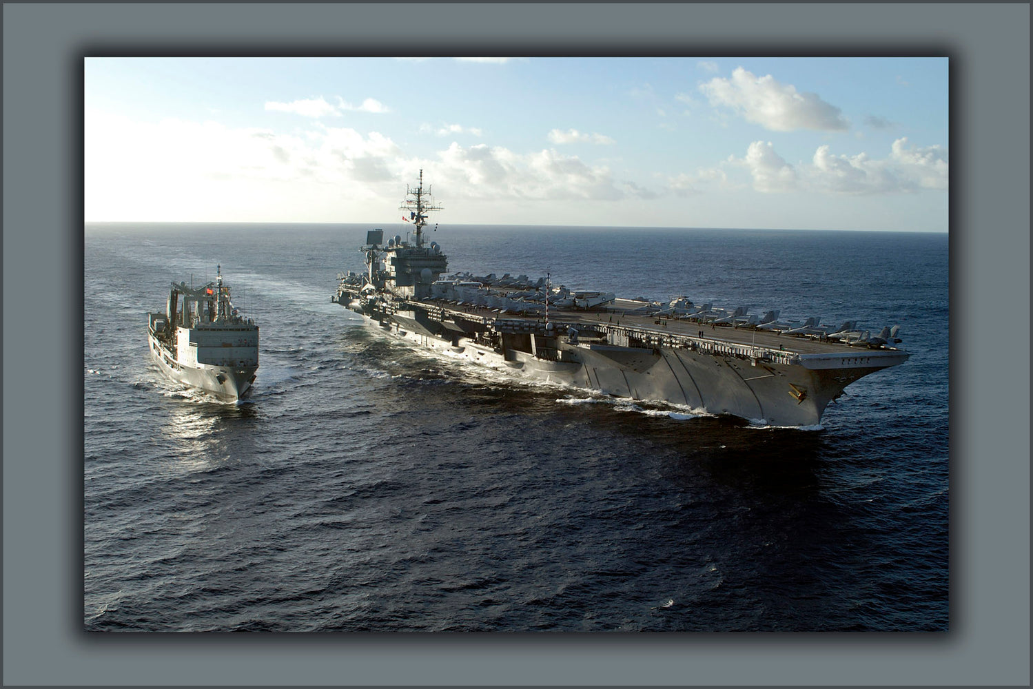 24"x36" Gallery Poster, aircraft carrier USS Kitty Hawk (CV 63) prepares to receive fuel at sea from the Royal Australian Navy ship HMAS S