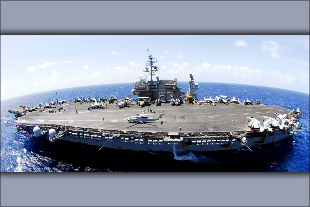 24"x36" Gallery Poster, aircraft carrier USS Kitty Hawk (CV 63) steams through the Pacific Ocean