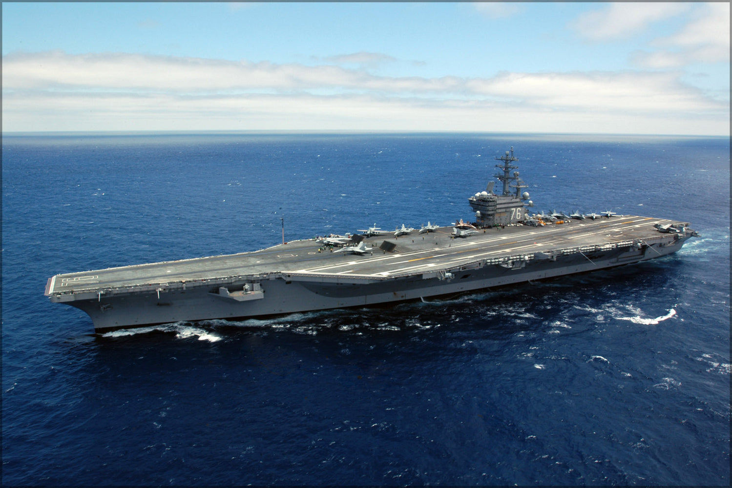 24"x36" Gallery Poster, aircraft carrier USS Ronald Reagan (CVN-76) at the Pacific ocean