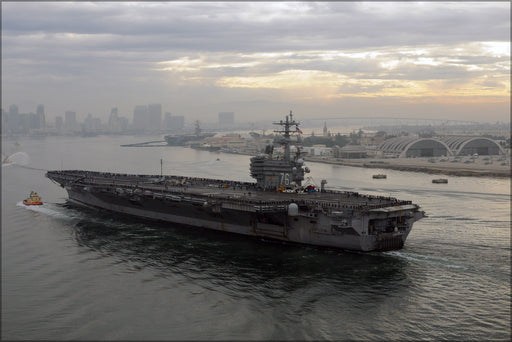 24"x36" Gallery Poster, aircraft carrier USS Ronald Reagan (CVN 76) San Diego