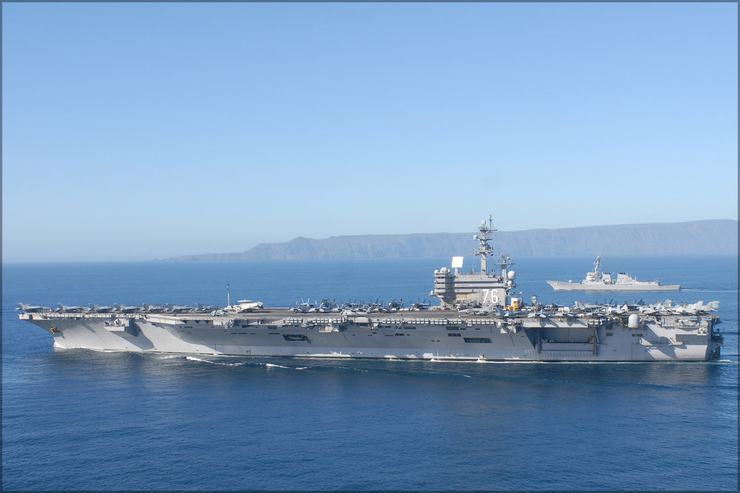 24"x36" Gallery Poster, aircraft carrier USS Ronald Reagan (CVN 76) & USS Preble (DDG 88)