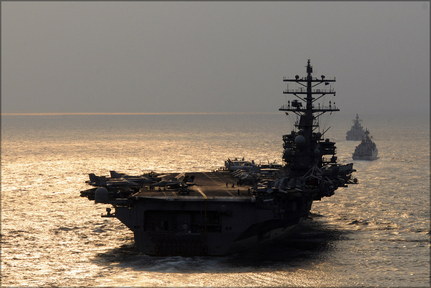 24"x36" Gallery Poster, aircraft carrier USS Ronald Reagan (CVN 76) in indian ocean