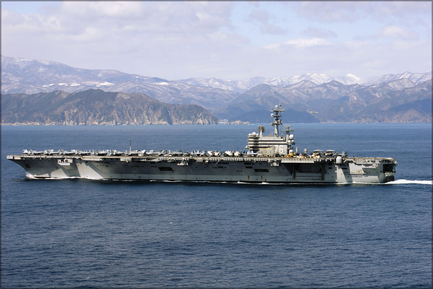 24"x36" Gallery Poster, aircraft carrier USS Ronald Reagan (CVN 76) off the coast of Japan