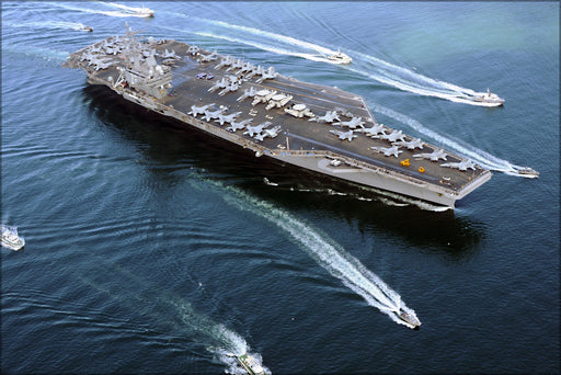 24"x36" Gallery Poster, aircraft carrier USS Ronald Reagan (CVN 76) sasebo Japan port call