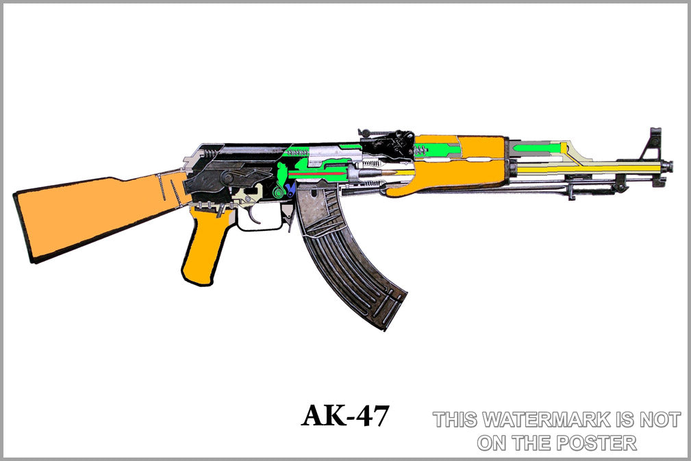 24"x36" Gallery Poster, ak-47 schematic