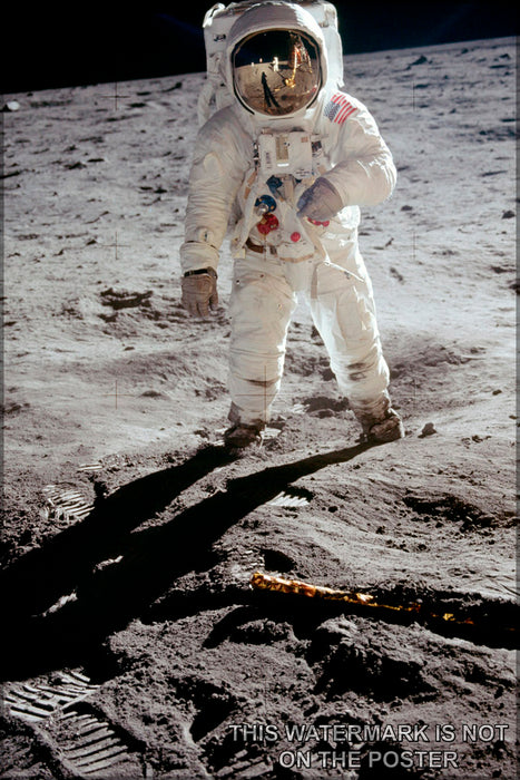 24"x36" Gallery Poster, astronaut on the moon Buzz Aldrin on the moon  apollo 11