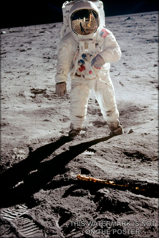 24"x36" Gallery Poster, astronaut on the moon Buzz Aldrin on the moon  apollo 11