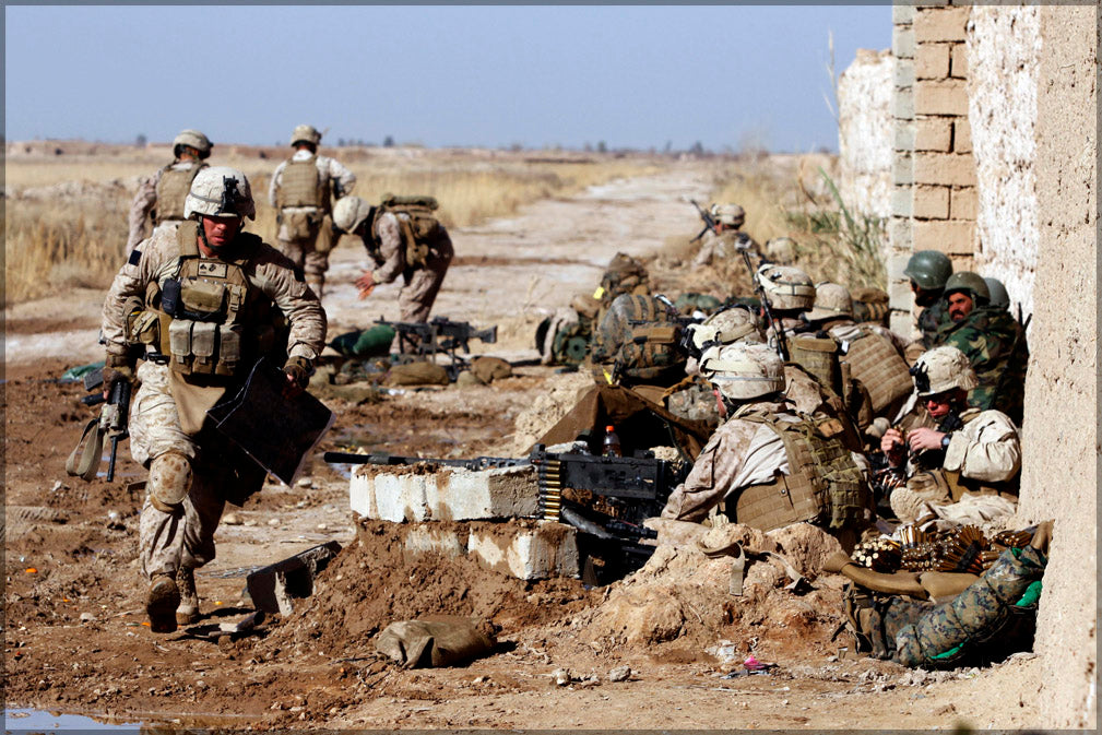 24"x36" Gallery Poster, battle for marjah marja U.S. Marines from 1st Battalion, 3rd Marines operation moshtarak