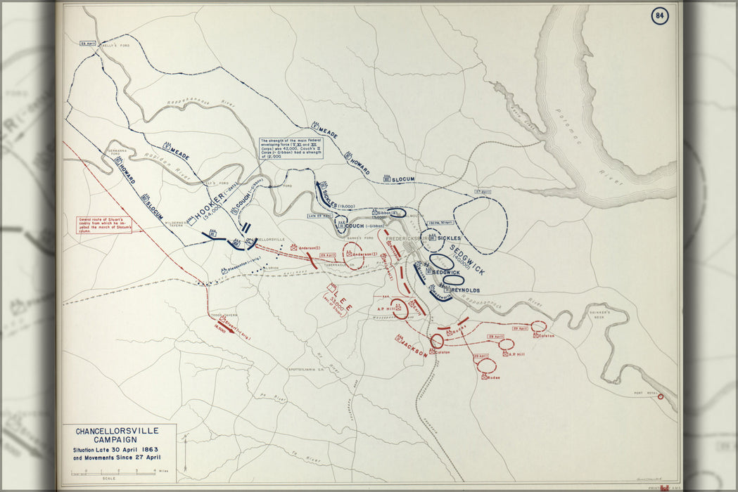 24"x36" Gallery Poster, battle map of Chancellorsville Campaign, 1863