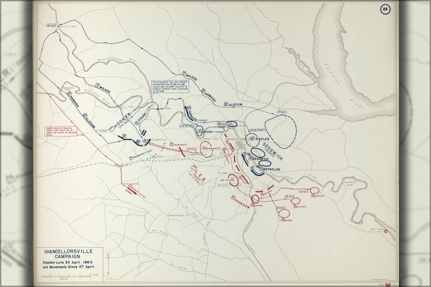24"x36" Gallery Poster, battle map of Chancellorsville Campaign, 1863