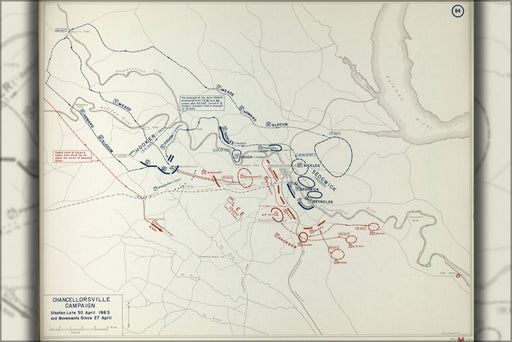 24"x36" Gallery Poster, battle map of Chancellorsville Campaign, 1863