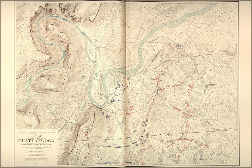24"x36" Gallery Poster, battle map of Chattanooga Sept. 21 - 22, 1863 -