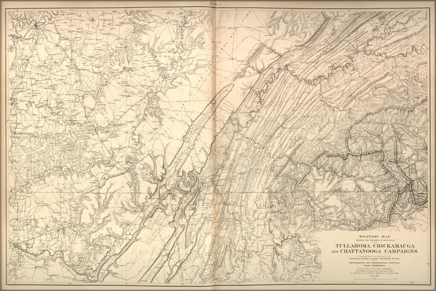 24"x36" Gallery Poster, battle map of Chickamauga, and Chattanooga