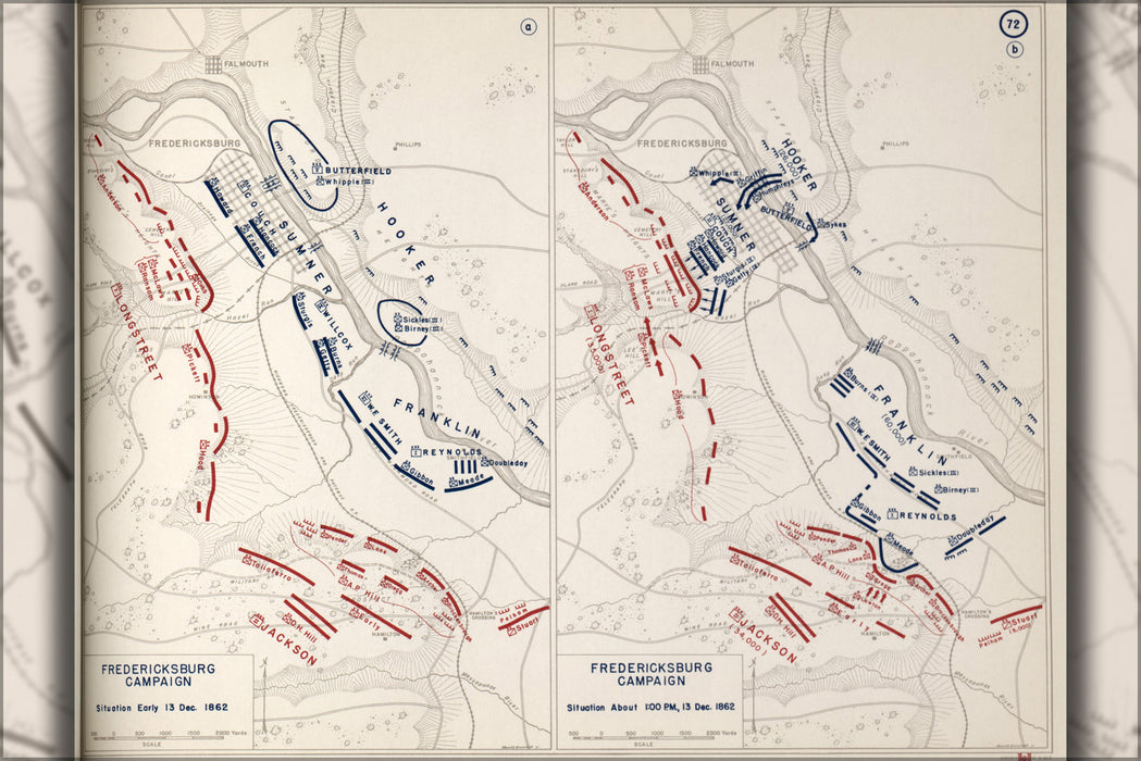24"x36" Gallery Poster, battle map of Fredericksburg Campaign, 1862