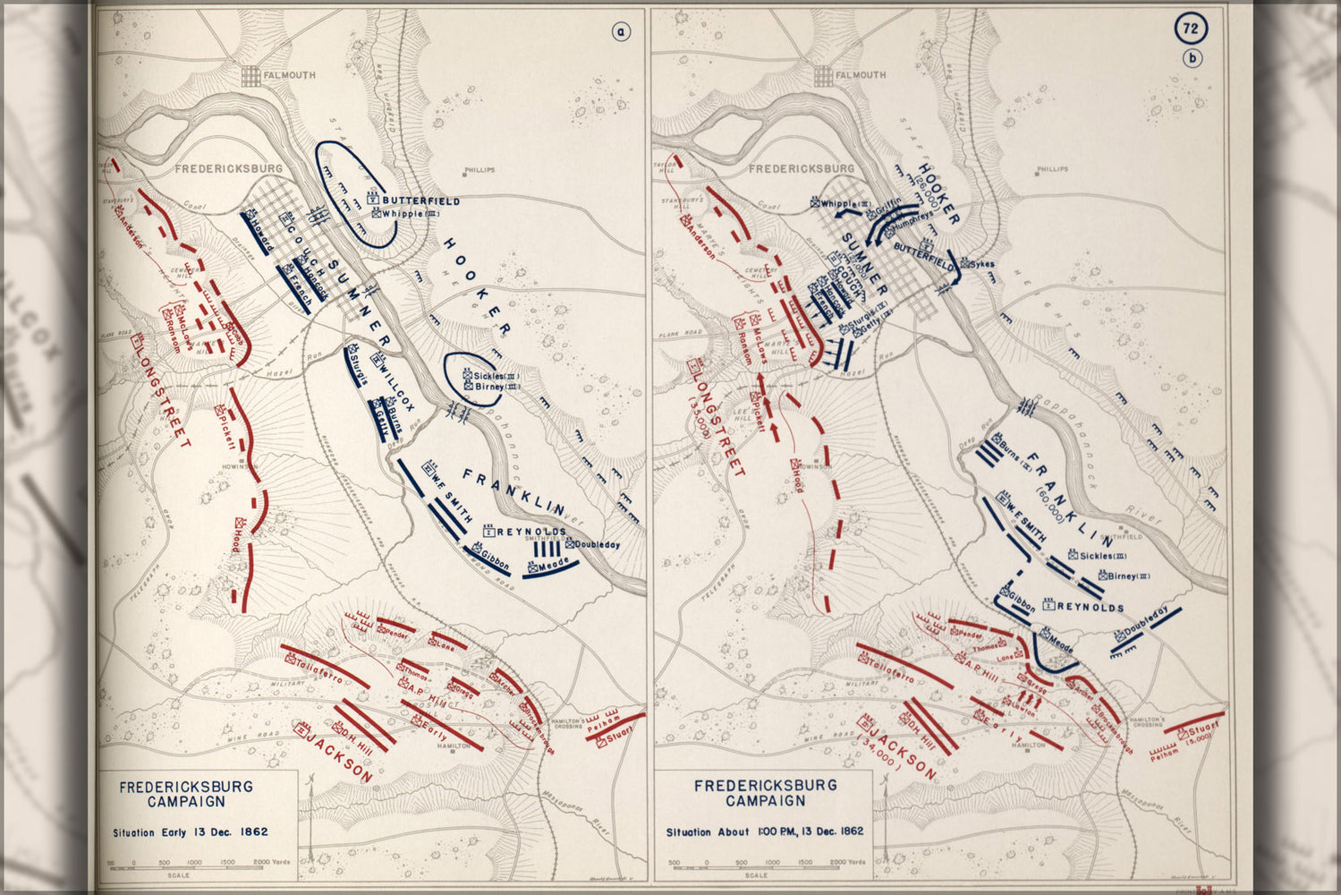 24"x36" Gallery Poster, battle map of Fredericksburg Campaign, 1862