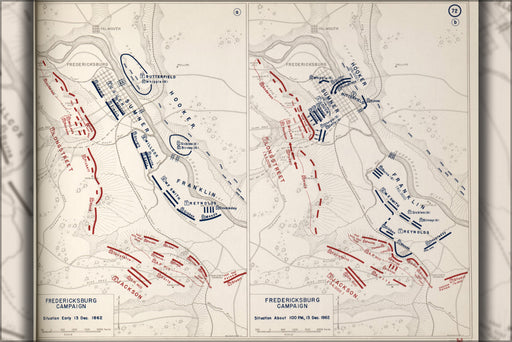 24"x36" Gallery Poster, battle map of Fredericksburg Campaign, 1862