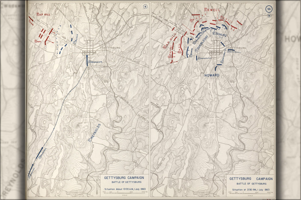 24"x36" Gallery Poster, battle map of Gettysburg Campaign, 1863 P1