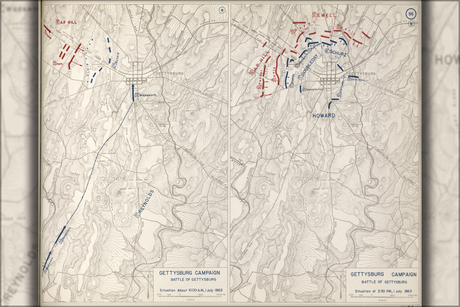 24"x36" Gallery Poster, battle map of Gettysburg Campaign, 1863 P1