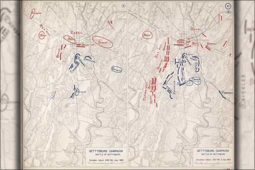 24"x36" Gallery Poster, battle map of Gettysburg Campaign, 1863 P2