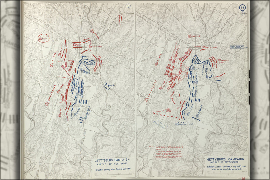 24"x36" Gallery Poster, battle map of Gettysburg Campaign, 1863  P3
