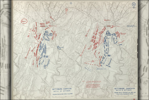 24"x36" Gallery Poster, battle map of Gettysburg Campaign, 1863  P3