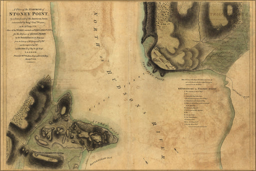 24"x36" Gallery Poster, battle map of Stoney Point, 15 July 1779