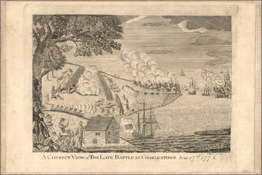 24"x36" Gallery Poster, battle of Charlestown boston massachusetts 1775