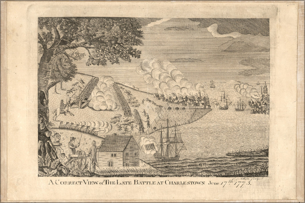 24"x36" Gallery Poster, battle of Charlestown boston massachusetts 1775